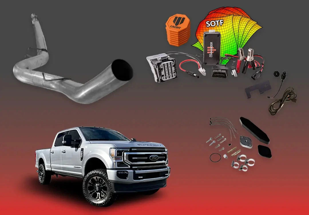 DIESELR 6.7L Ford Powerstroke All-In-One Kit w/ Commander (2020–2021) All In One Kit (Basic) DIESELR Corp 4-inch Downpipe Back SOTF