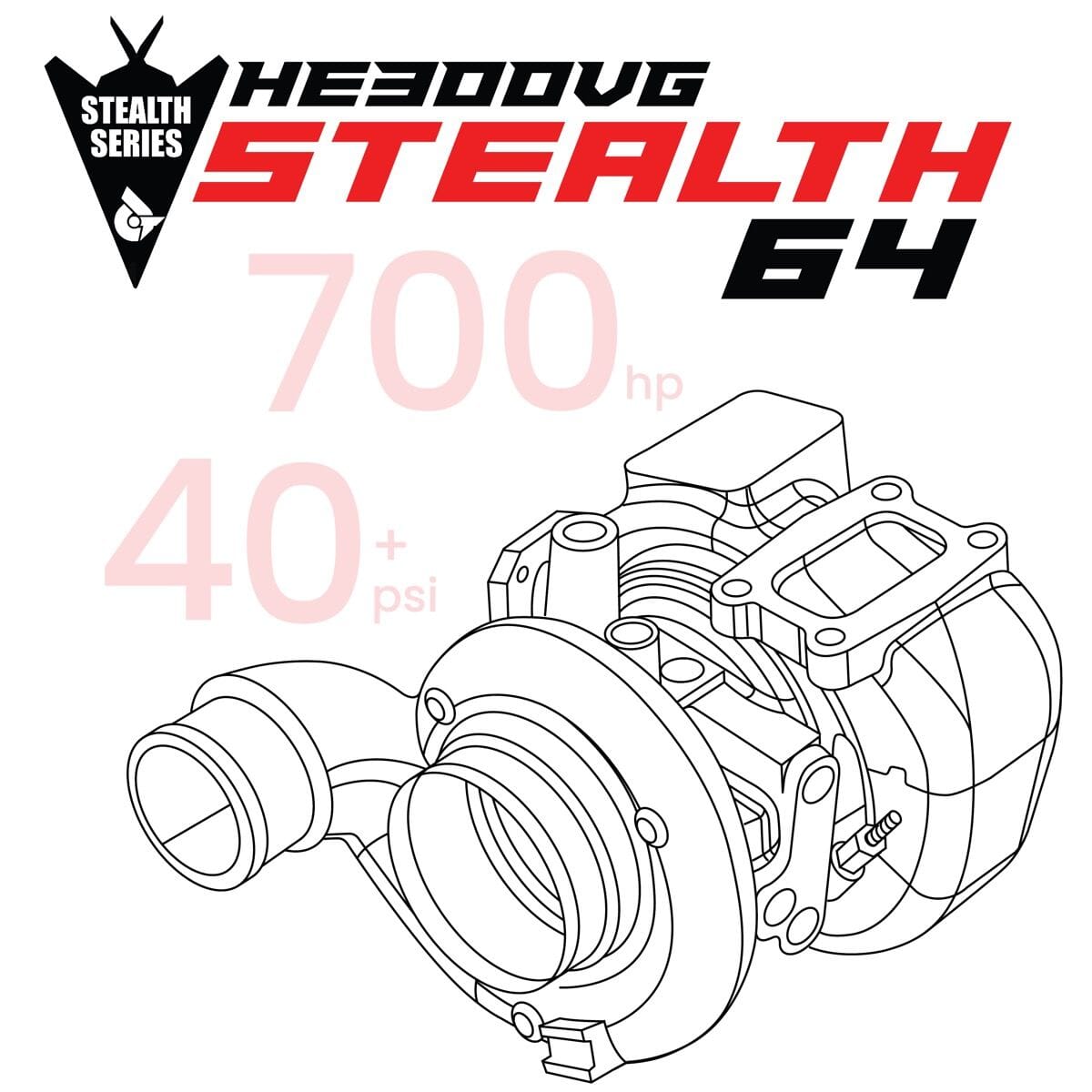 HE300VG Stealth Mach 1 64 Turbo (2013-2018 6.7L Cummins) Turbocharger Calibrated Power