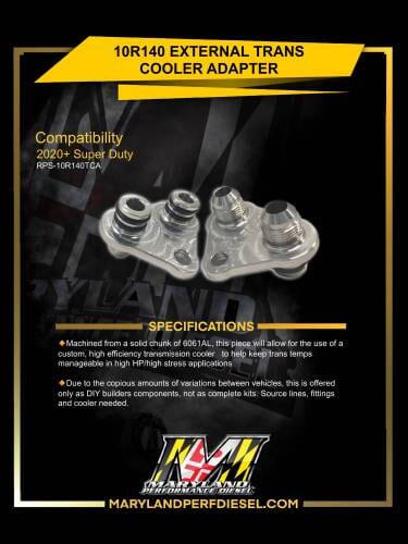 MPD 10R140 Trans Cooler Adapter (20+ Powerstroke) Maryland Performance Diesel