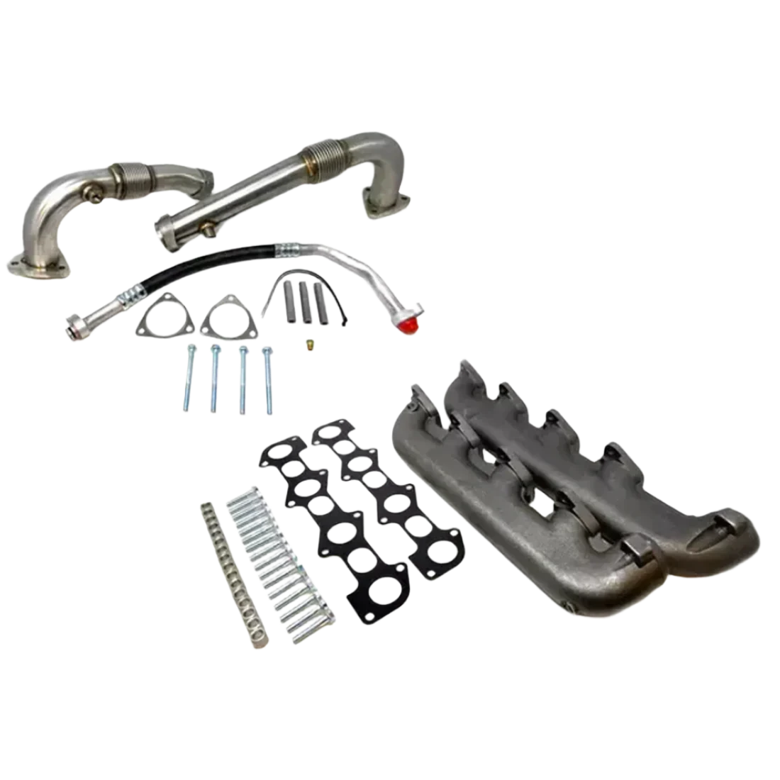 DIESELR High Flow Up Pipes and Exhaust Manifold Kit with A/C Line (2007.5-2010 Powerstroke 6.4L) Exhaust Manifold DieselR Parts 