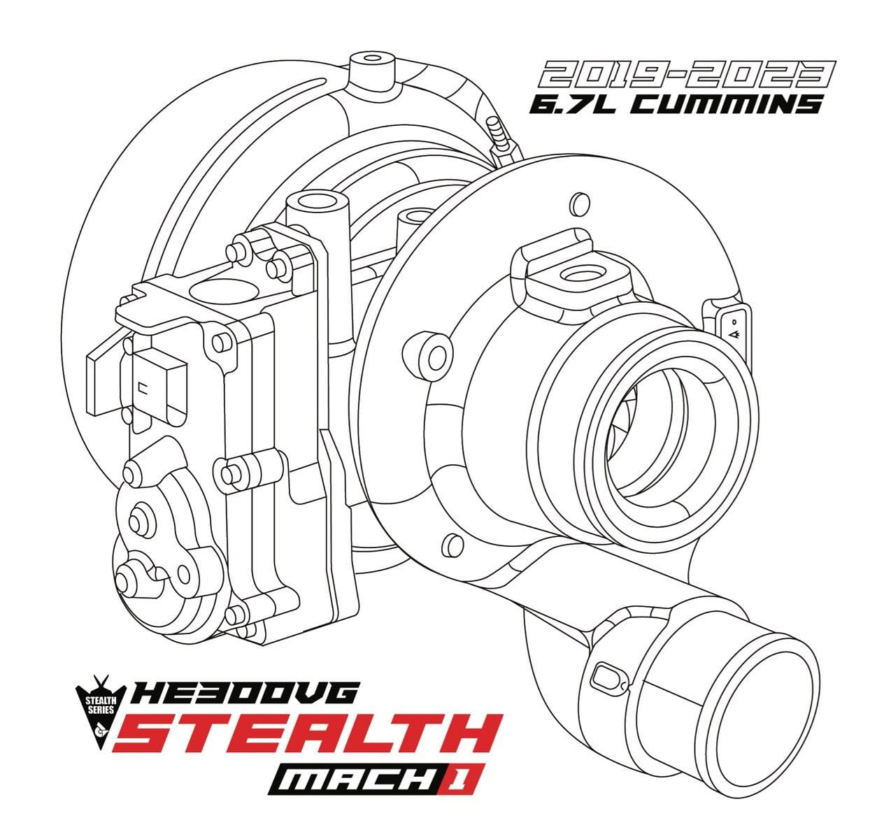 HE300VG Stealth Mach 1 64 Turbo (2019-2023 6.7L Cummins) Turbocharger Calibrated Power 