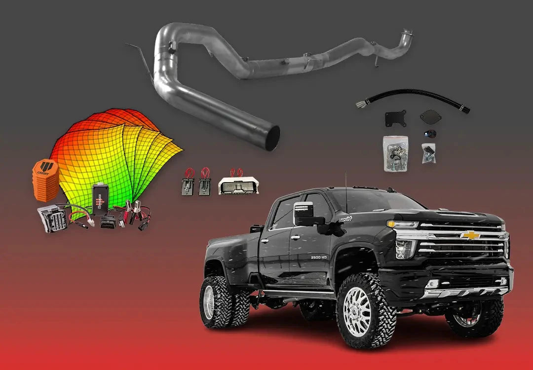 DIESELR GM Duramax L5P All In One Kit (2017-2023) w/ Commander All In One Kit (Basic) DIESELR Corp 2020-2023 Shift-on-the-Fly (SOTF) 4-Inch Downpipe Back