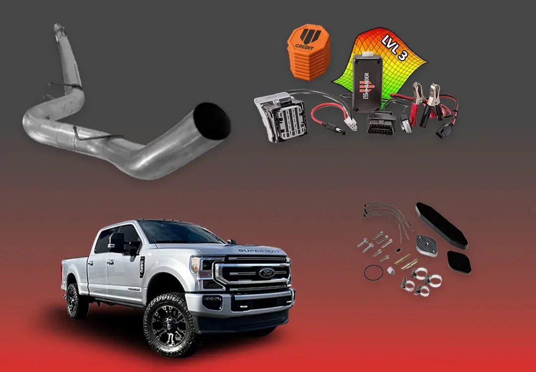DIESELR 6.7L Ford Powerstroke All-In-One Kit w/ Commander (2020–2021) All In One Kit (Basic) DIESELR Corp 4-inch Downpipe Back Level 3 