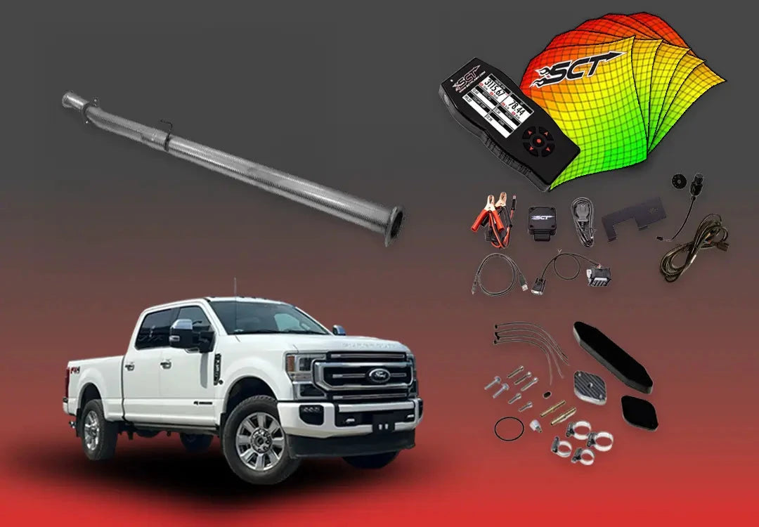 DIESELR 6.7L Ford Powerstroke All-In-One Kit w/ SCT X4 (2020–2021) All In One Kit (Basic) DIESELR Corp Cat & Dpf Straight - Race Pipe SOTF 