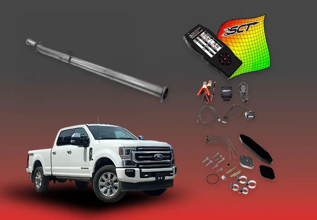 DIESELR 6.7L Ford Powerstroke All-In-One Kit w/ SCT X4 (2020–2021) All In One Kit (Basic) DIESELR Corp Cat & Dpf Straight - Race Pipe Single 