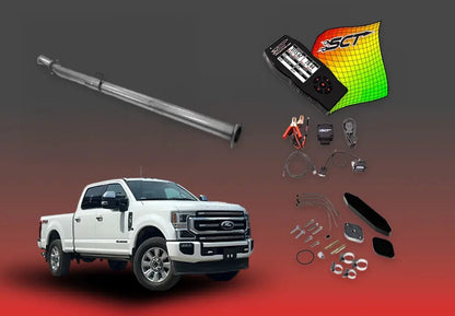 DIESELR 6.7L Ford Powerstroke All-In-One Kit w/ SCT X4 (2020–2021) All In One Kit (Basic) DIESELR Corp Cat & Dpf Straight - Race Pipe Single 