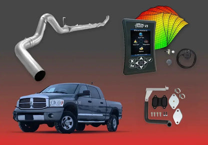 DIESELR 6.7L RAM Cummins All-In-One Kit (2007.5–2009) All In One Kit (Basic) DIESELR Corp Shift-on-the-Fly (SOTF) 4-inch Turbo Back (Stainless Steel) EGR Upgrade Kit