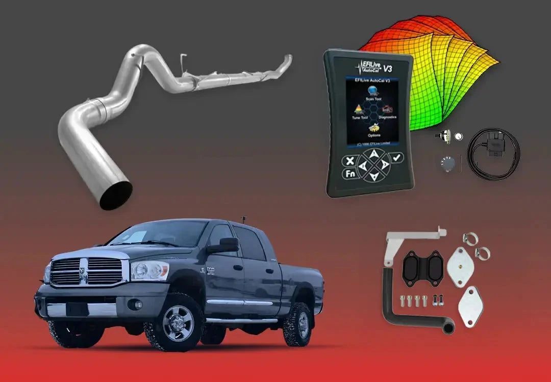 DIESELR 6.7L RAM Cummins All-In-One Kit (2007.5–2009) All In One Kit (Basic) DIESELR Corp Shift-on-the-Fly (SOTF) 5-inch Turbo Back (Stainless Steel) EGR Upgrade Kit