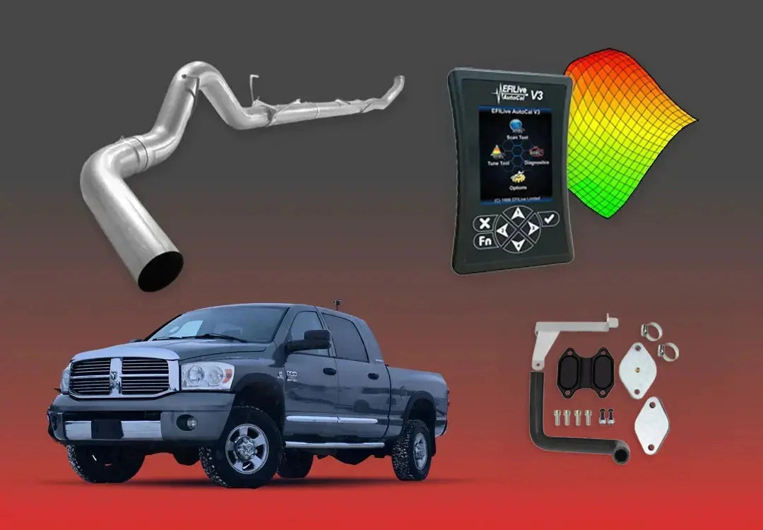 DIESELR 6.7L RAM Cummins All-In-One Kit (2007.5–2009) All In One Kit (Basic) DIESELR Corp Single Tune 5-inch Turbo Back (Stainless Steel) EGR Upgrade Kit