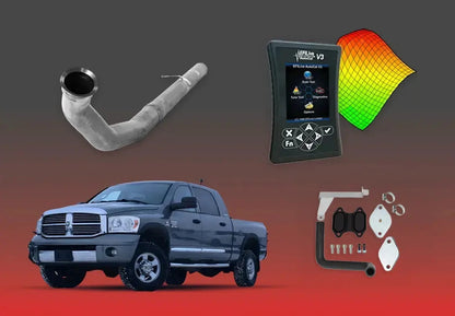 DIESELR 6.7L RAM Cummins All-In-One Kit (2007.5–2009) All In One Kit (Basic) DIESELR Corp Single Tune Cat & DPF Race Pipe (Stainless Steel) EGR Upgrade Kit