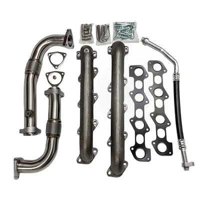 Dieselr High Flow Up Pipe and Exhaust Manifold Kit w/ A/C Line Ford Powerstroke 6.4L (2008-2010) High Flow Up Pipe and Exhaust Manifold Kit w/ A/C Line Dieselr Parts 