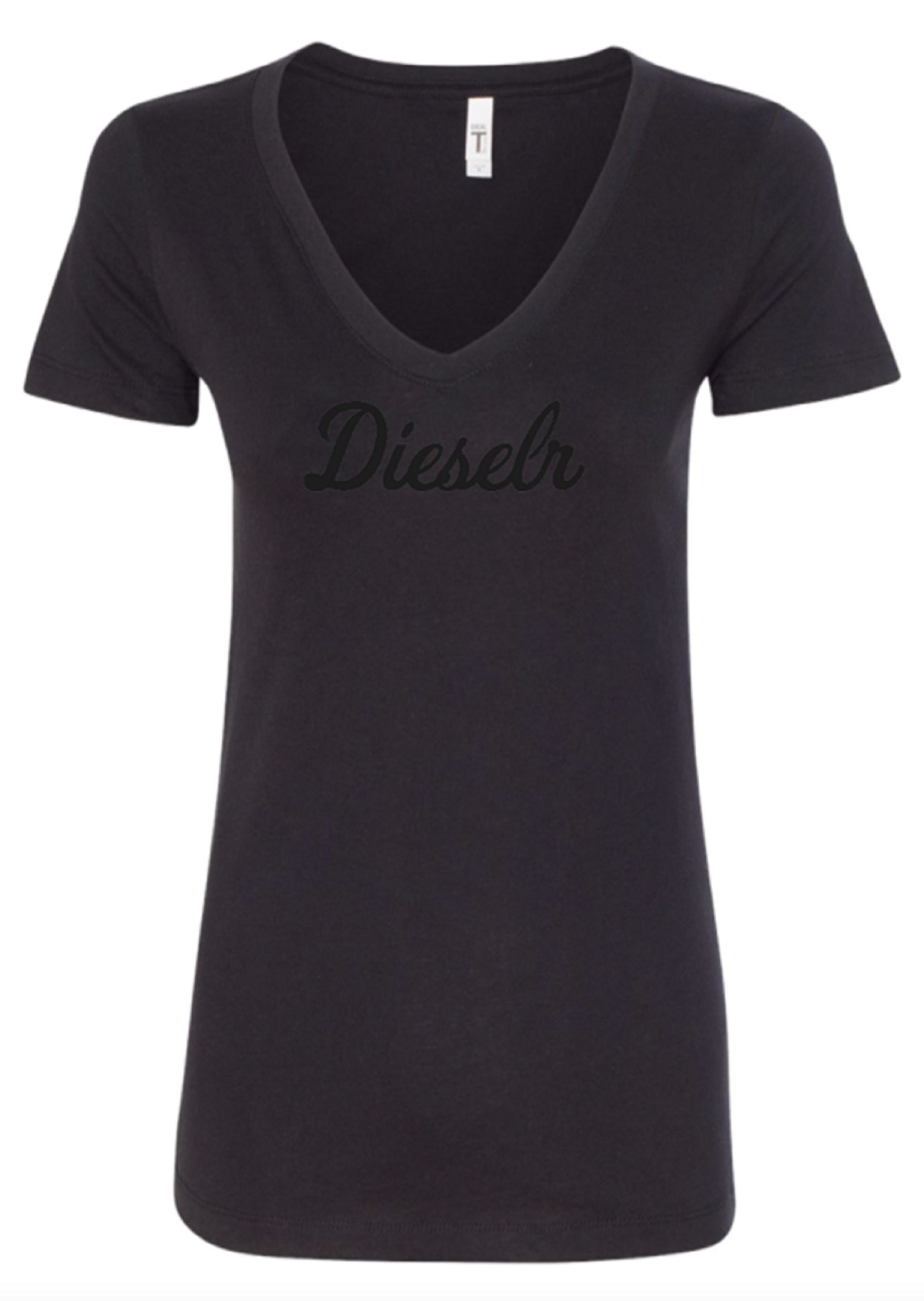 Short Sleeve Dieselr Women's V-Neck T-Shirt DSLR XS Black 