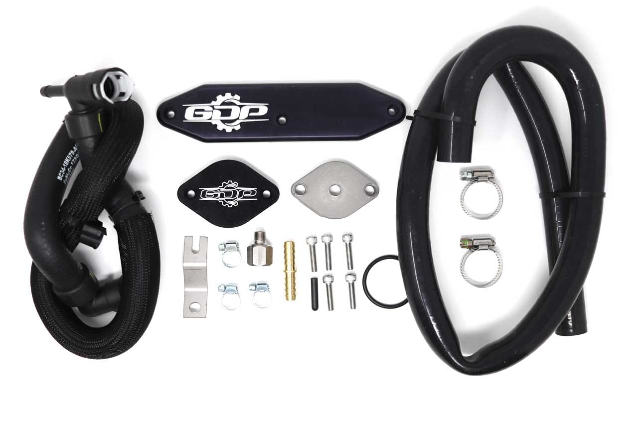 Cooler Upgrade Kit w/ Coolant Re-Route Hoses, w/ Pass Through plate (15.5-16 Powerstroke 6.7L) Cooler Upgrade Kit GDP 